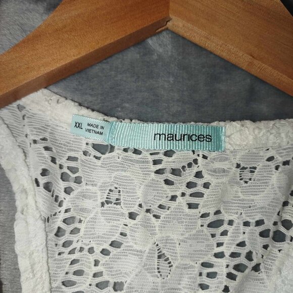Maurices Women's XXL White Boho Lacy Conquette Preppy Babydoll Fairy Tank Top - Picture 2 of 9